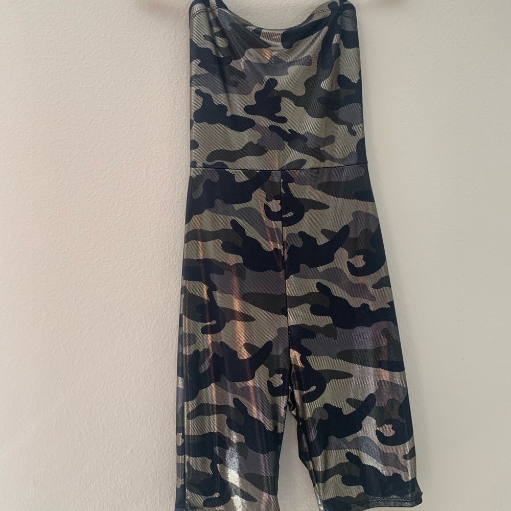 camouflage sparkly biker short jumpsuit